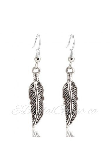 Retro Gold And Silver Clear Veins Leaf Drop Earrings