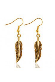 Retro Gold And Silver Clear Veins Leaf Drop Earrings