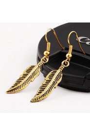 Retro Gold And Silver Clear Veins Leaf Drop Earrings