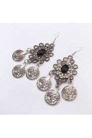 Flowers Fashion Retro Round Individuality Coin Earrings