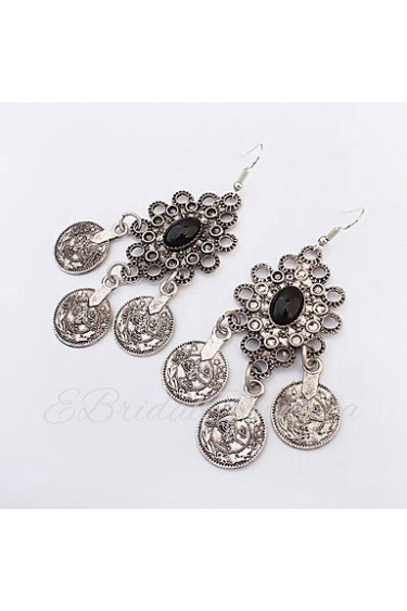 Flowers Fashion Retro Round Individuality Coin Earrings