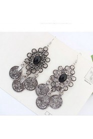 Flowers Fashion Retro Round Individuality Coin Earrings