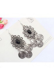 Flowers Fashion Retro Round Individuality Coin Earrings