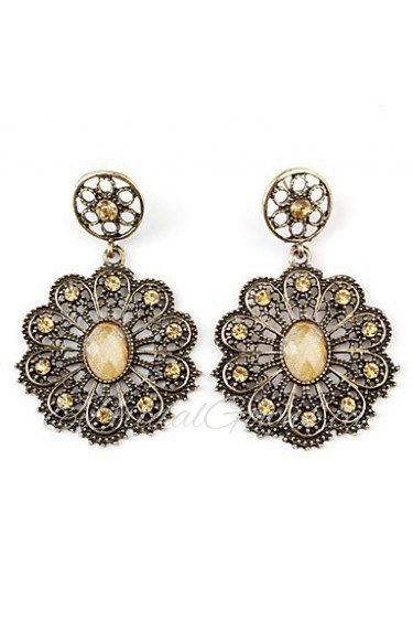 Glamorous Flower Style Retro Earrings for Women (Yellow)