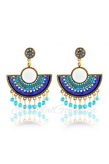 Bohemian Sector Beads Flowers Tassel Earrings