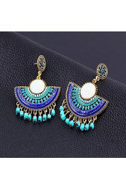 Bohemian Sector Beads Flowers Tassel Earrings