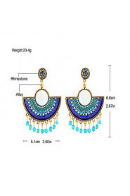 Bohemian Sector Beads Flowers Tassel Earrings