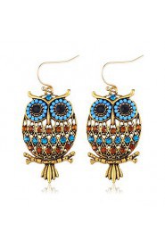 Bohemian Beads Popular New Color Rhinestones Hollow Owl Earrings