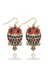 Bohemian Beads Popular New Color Rhinestones Hollow Owl Earrings