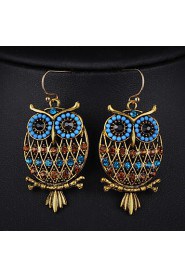 Bohemian Beads Popular New Color Rhinestones Hollow Owl Earrings