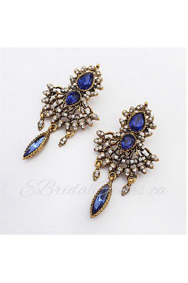 Sapphire Stone Diamond Pendant Earrings Diamond Earrings Exaggerated Hollow Water Droplets