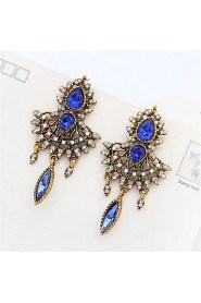 Sapphire Stone Diamond Pendant Earrings Diamond Earrings Exaggerated Hollow Water Droplets