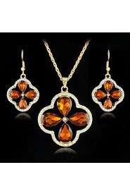 New Luxury Crystal Jewelry Set Crystal Necklaces Dangle Earrings Set for Women Party Dress Jewelry (More Colors)