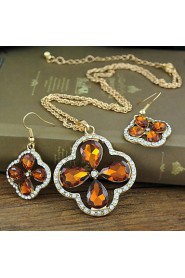 New Luxury Crystal Jewelry Set Crystal Necklaces Dangle Earrings Set for Women Party Dress Jewelry (More Colors)