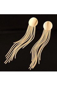 Women's European Style Concise Fashion Metal Tassel Drop Earrings