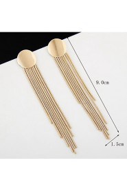 Women's European Style Concise Fashion Metal Tassel Drop Earrings