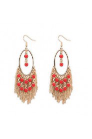 Exaggerated Fashion Temperament Long Tassel Earrings Beads