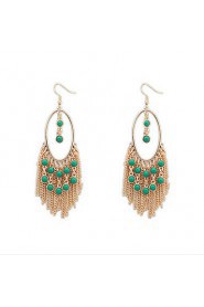 Exaggerated Fashion Temperament Long Tassel Earrings Beads