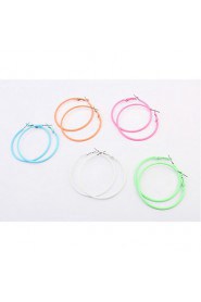 Women Super Statement Jewelry Exaggerated Candy Colors Round Circle Alloy Pierced Hoop Earrings