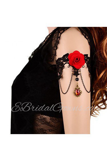 Vintage Red Rose Crown Gem Bracelet