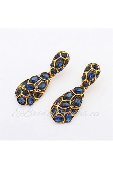 Fashion Blue Crystal Exaggerated Large Drop Earrings