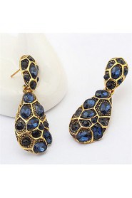 Fashion Blue Crystal Exaggerated Large Drop Earrings