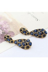 Fashion Blue Crystal Exaggerated Large Drop Earrings