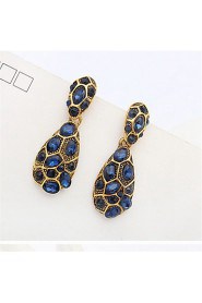 Fashion Blue Crystal Exaggerated Large Drop Earrings