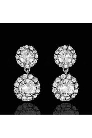 Vintage Women's Earrings Zircon Diamond Silver Earring For Wedding Bridal