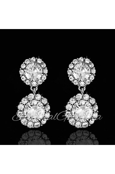 Vintage Women's Earrings Zircon Diamond Silver Earring For Wedding Bridal