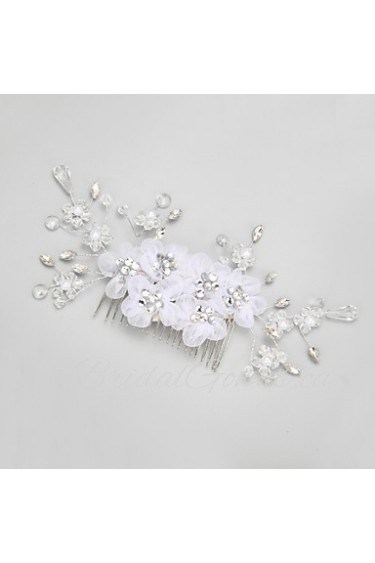 Women's / Flower Girl's Rhinestone / Crystal / Alloy / Imitation Pearl Headpiece-Wedding / Special Occasion Hair Combs 1 Piece Clear Round