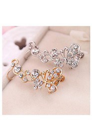 European Style Fashion Rhinestone Butterfly Single Earrings