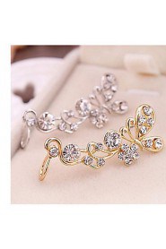 European Style Fashion Rhinestone Butterfly Single Earrings