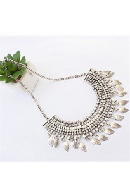 Full Diamond Tassel Necklace Crescent Drops