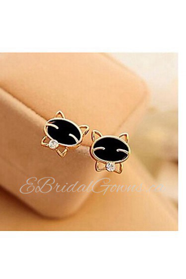 Love Is Your Lovely Smile Black Cat High-grade Fine Diamond Stud Earrings