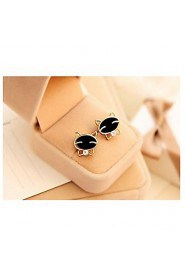 Love Is Your Lovely Smile Black Cat High-grade Fine Diamond Stud Earrings