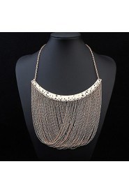 Exaggerated Big Metal Necklace Accessories Multilayer Tassel Necklace