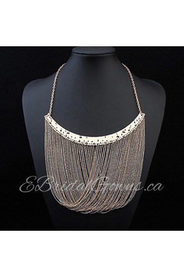 Exaggerated Big Metal Necklace Accessories Multilayer Tassel Necklace