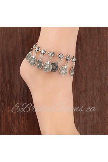 Fashionable Vintage Metal Coin Tassel Anklets