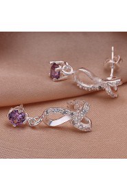 Fashion Round Shape Copper Silver Plated Zircon Foreign Trade Jewewlry Sets