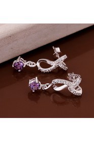 Fashion Round Shape Copper Silver Plated Zircon Foreign Trade Jewewlry Sets