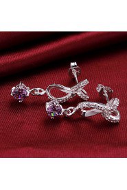 Fashion Round Shape Copper Silver Plated Zircon Foreign Trade Jewewlry Sets