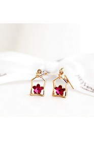 New Fashion Brand Jewery Elegant Glass Wish Bottle Equipped With Pure Color Flower Drop Earrings for Women