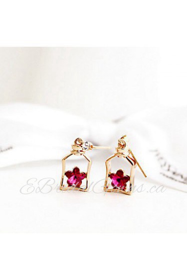 New Fashion Brand Jewery Elegant Glass Wish Bottle Equipped With Pure Color Flower Drop Earrings for Women