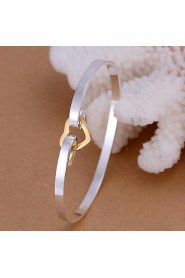 Women's Round Bangles Bracelet Silver