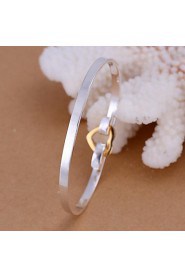 Women's Round Bangles Bracelet Silver