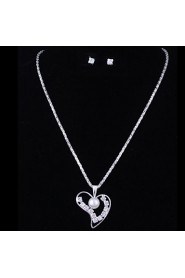 Fashion Pearl Heart Silver Alloy (Includes Necklace&Earrings) Jewelry Set (1 Set)