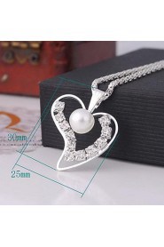 Fashion Pearl Heart Silver Alloy (Includes Necklace&Earrings) Jewelry Set (1 Set)