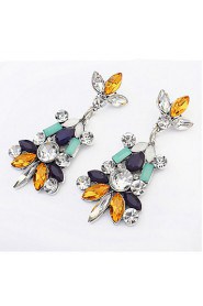 Fresh Flower Color Crystal Long Section Of Bohemia Earrings