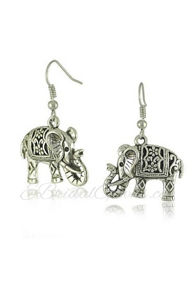 Unique Tibetan Silver Hollow Carved Elephant Dangle Fashion Vintage Earrings